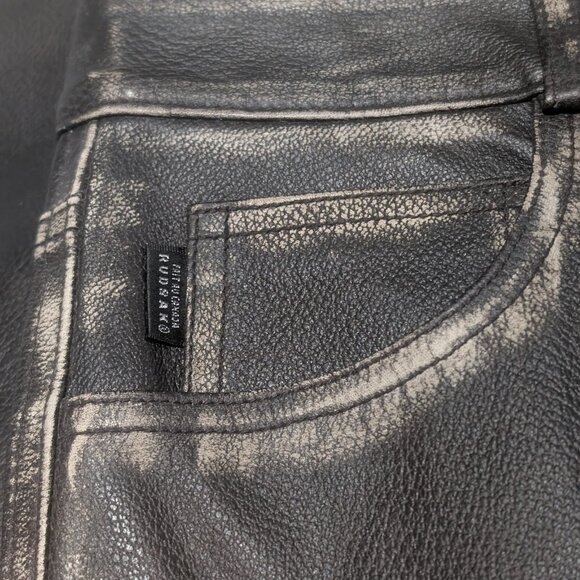 Rudsak | Women's Bootcut Leather Pants In Distressed Brown - Picture 7 of 12